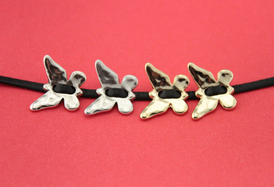 0/1 MADE in EUROPE 3 zamak butterfly sliders, silver butterfly charm (Ablz31) qty3