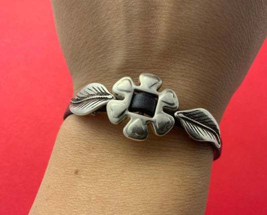 FS0472>>MADE in EUROPE 2 zamak flower sliders, 6mm silver slider, flower slider for flat leather cord (ABLZ228) Qty2