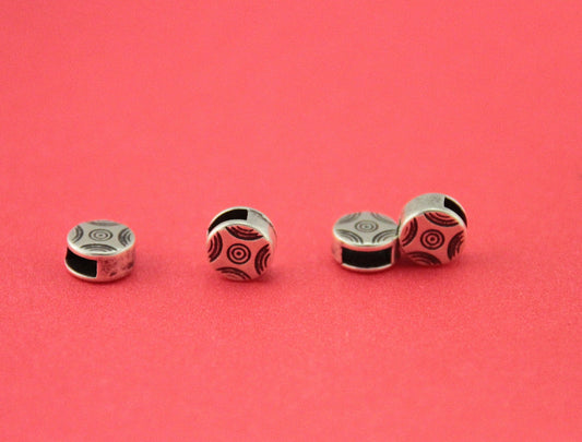 FS0473>>MADE in EUROPE 4 zamak sliders for 6mm cord, flat cord round slider, zamak round slider (ABLZ229) qty4