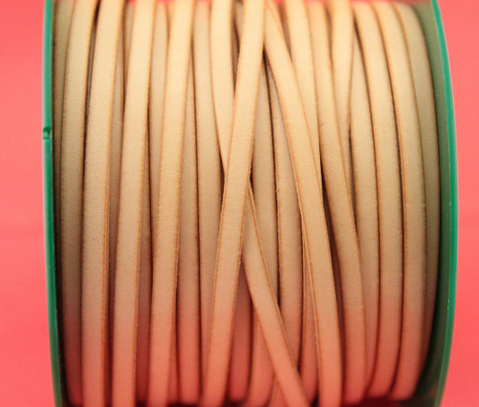 MADE in EUROPE 1 yard of 5mm flat leather cord, 5mm genuine natural color leather cord, flat 5mm real leather cord (Marf5natural)