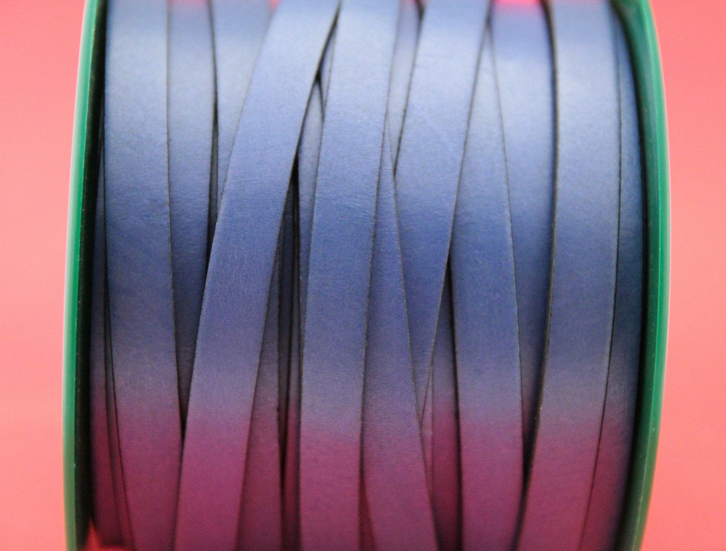 MADE IN SPAIN 24" flat leather cord, blue metallic 10mm flat leather cord, 10mm plain leather cord (MARF10bluemt)