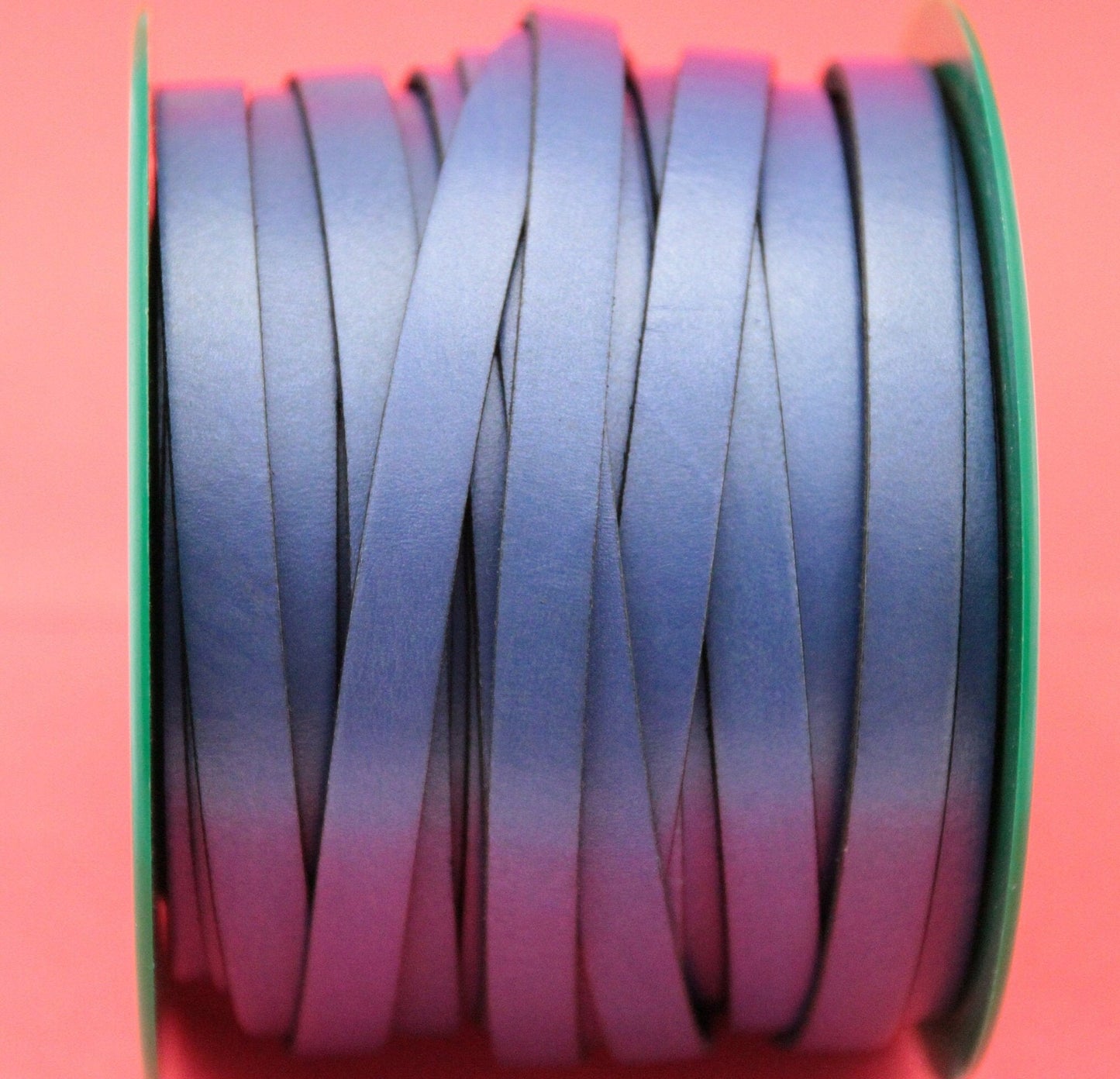 MADE IN SPAIN 24" flat leather cord, blue metallic 10mm flat leather cord, 10mm plain leather cord (MARF10bluemt)