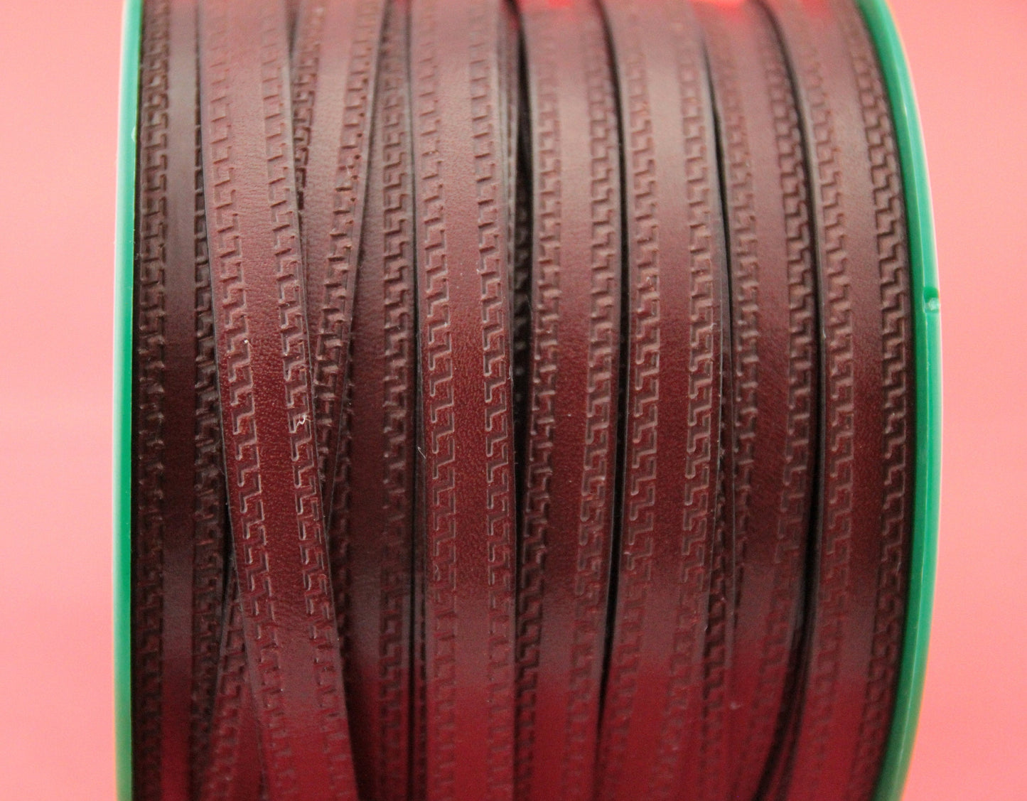 MADE in EUROPE 24" flat leather cord, embossed 10mm brown leather cord, genuine leather cord (Marf10grkeycogn)