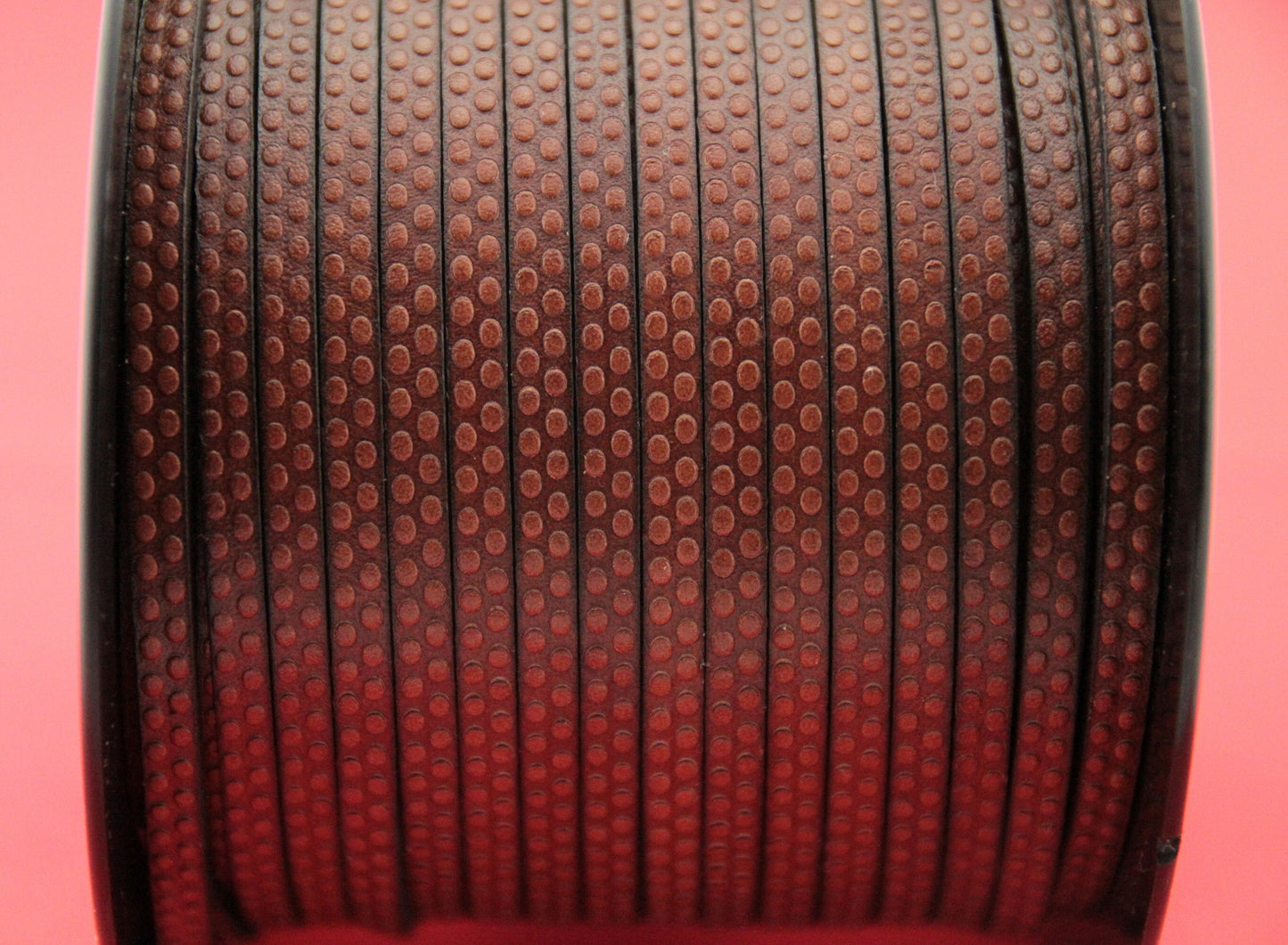 MADE in EUROPE 24" flat leather cord, polka dot embossed 5mm brown leather cord, genuine leather cord (Marf5polkacogn)