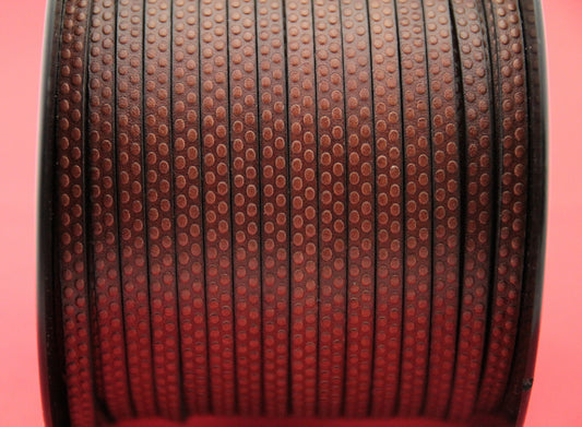 MADE in EUROPE 24" flat leather cord, polka dot embossed 5mm brown leather cord, genuine leather cord (Marf5polkacogn)