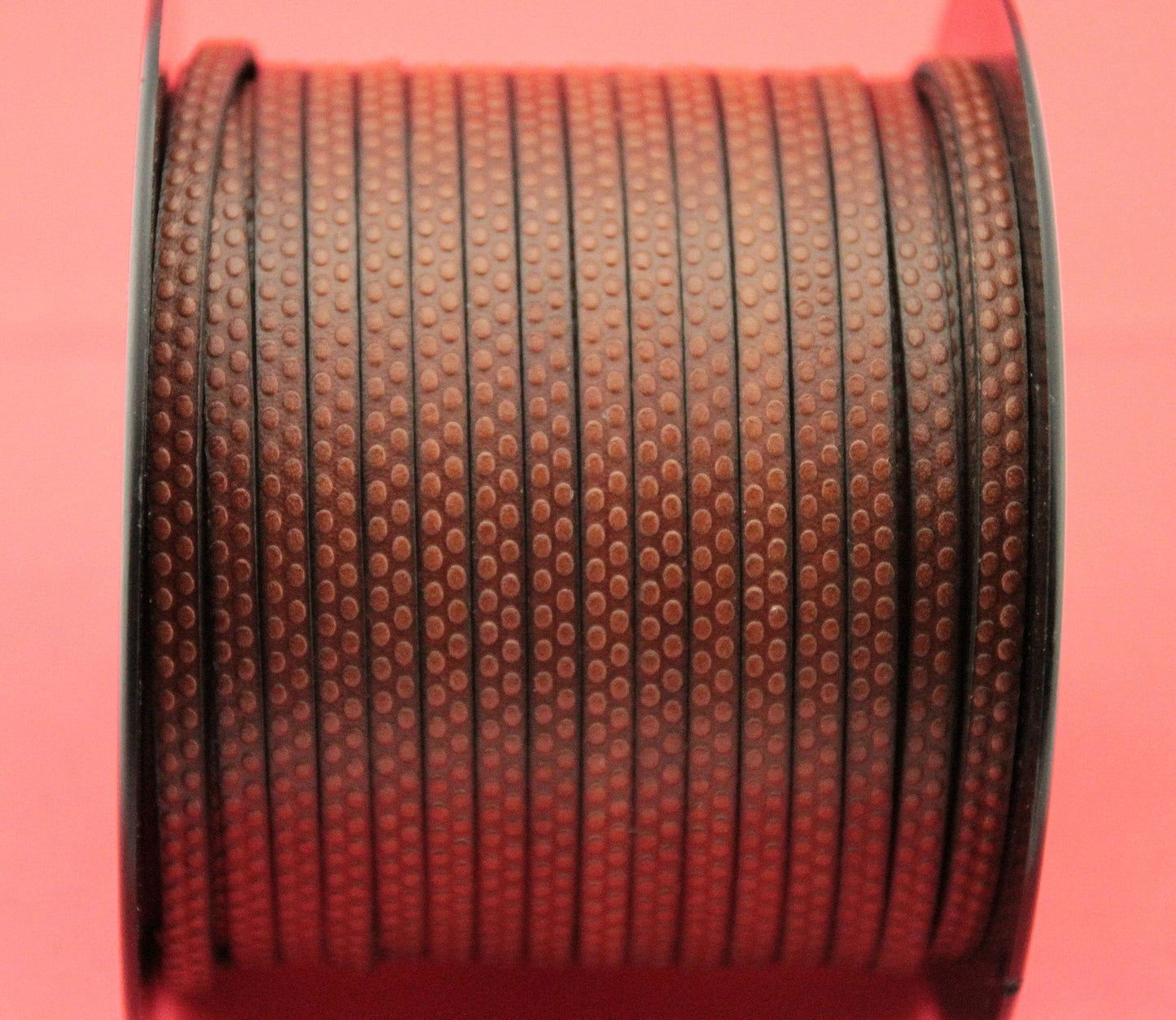 MADE in EUROPE 24" flat leather cord, polka dot embossed 5mm brown leather cord, genuine leather cord (Marf5polkacogn)