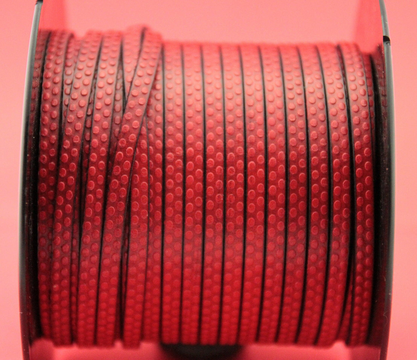 MADE in EUROPE 24" flat leather cord, polka dot embossed 5mm red leather cord, genuine leather cord (Marf5polkared)