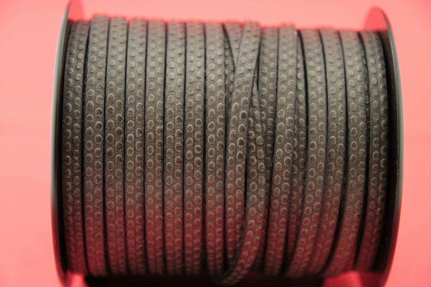 MADE in EUROPE 24" flat leather cord, polka dot embossed 5mm grey leather cord, genuine leather cord (Marf5polkabrgrey)