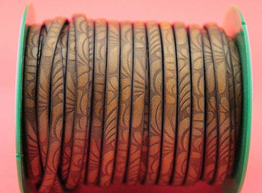 MADE in EUROPE 24'' flat 5mm embossed leather cord, 5mm flat leather cord, 5mm embossed leather cord (AR150/05/07)