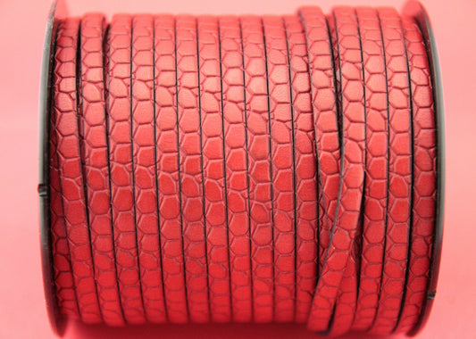 MADE in EUROPE 24'' flat 5mm embossed leather cord, 5mm flat leather cord, 5mm embossed leather cord (MARF5crocred)
