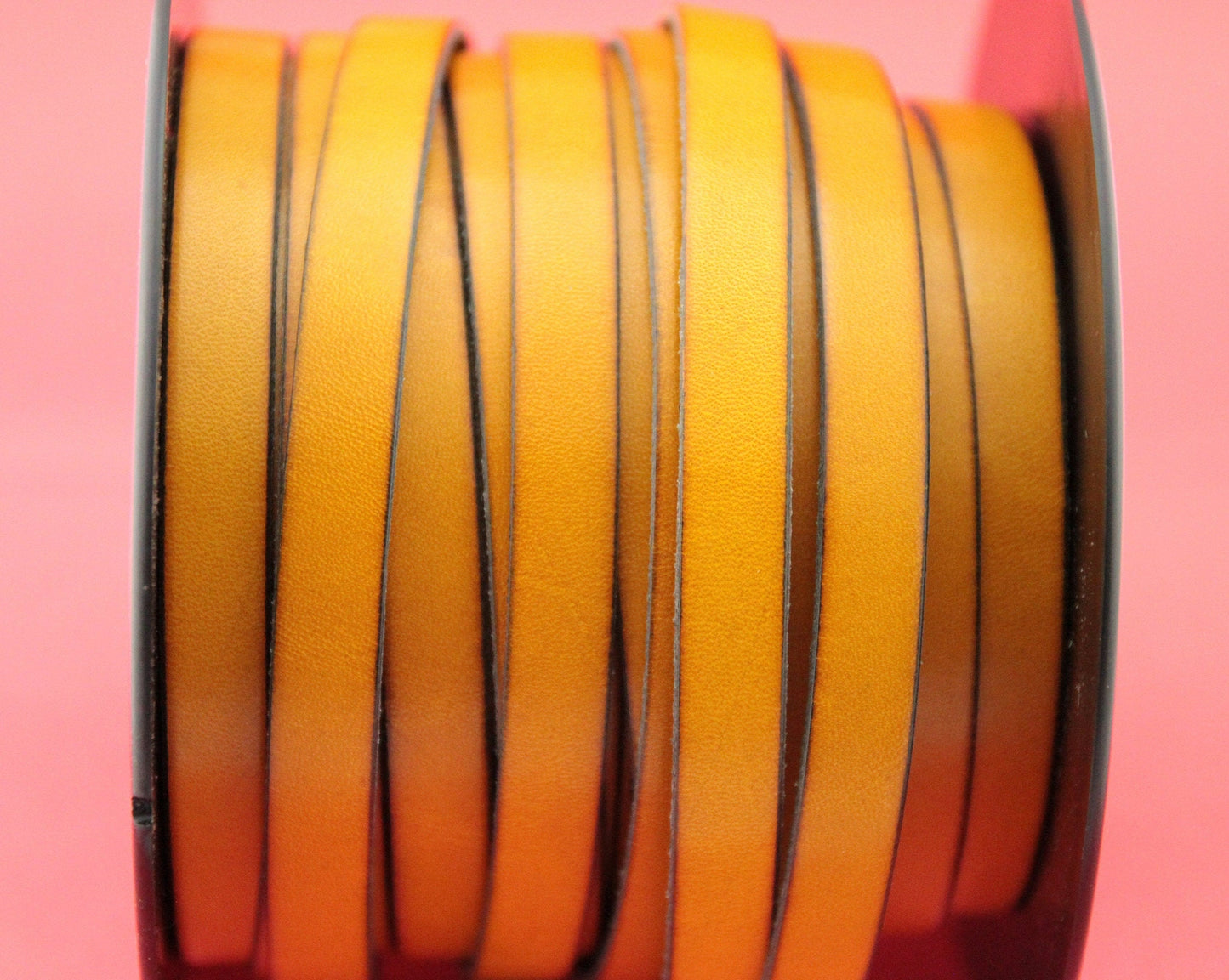 MADE in EUROPE 24" flat leather cord, 10mm yellow leather cord, genuine leather cord (Marf10mustard)