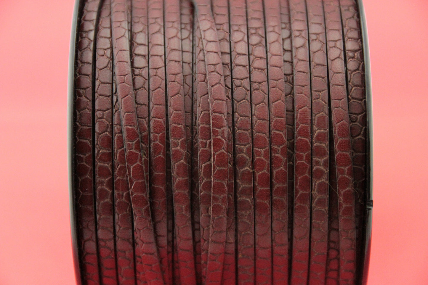 MADE in EUROPE 24" flat leather cord, crocodile skin embossed 5mm brown leather cord, genuine leather cord (Marf5crocbr)