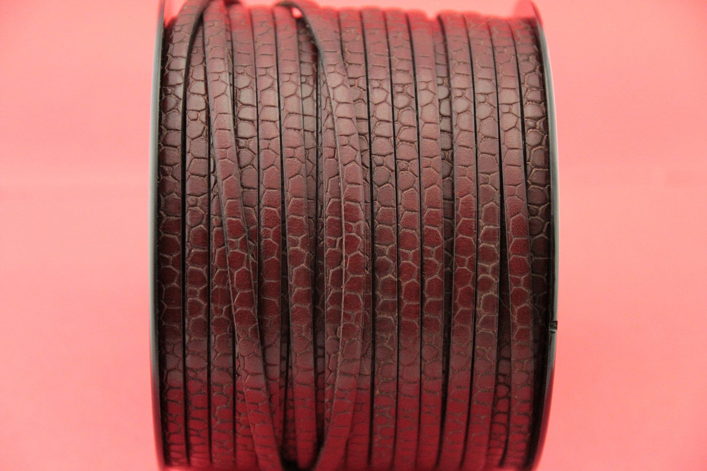MADE in EUROPE 24" flat leather cord, crocodile skin embossed 5mm brown leather cord, genuine leather cord (Marf5crocbr)