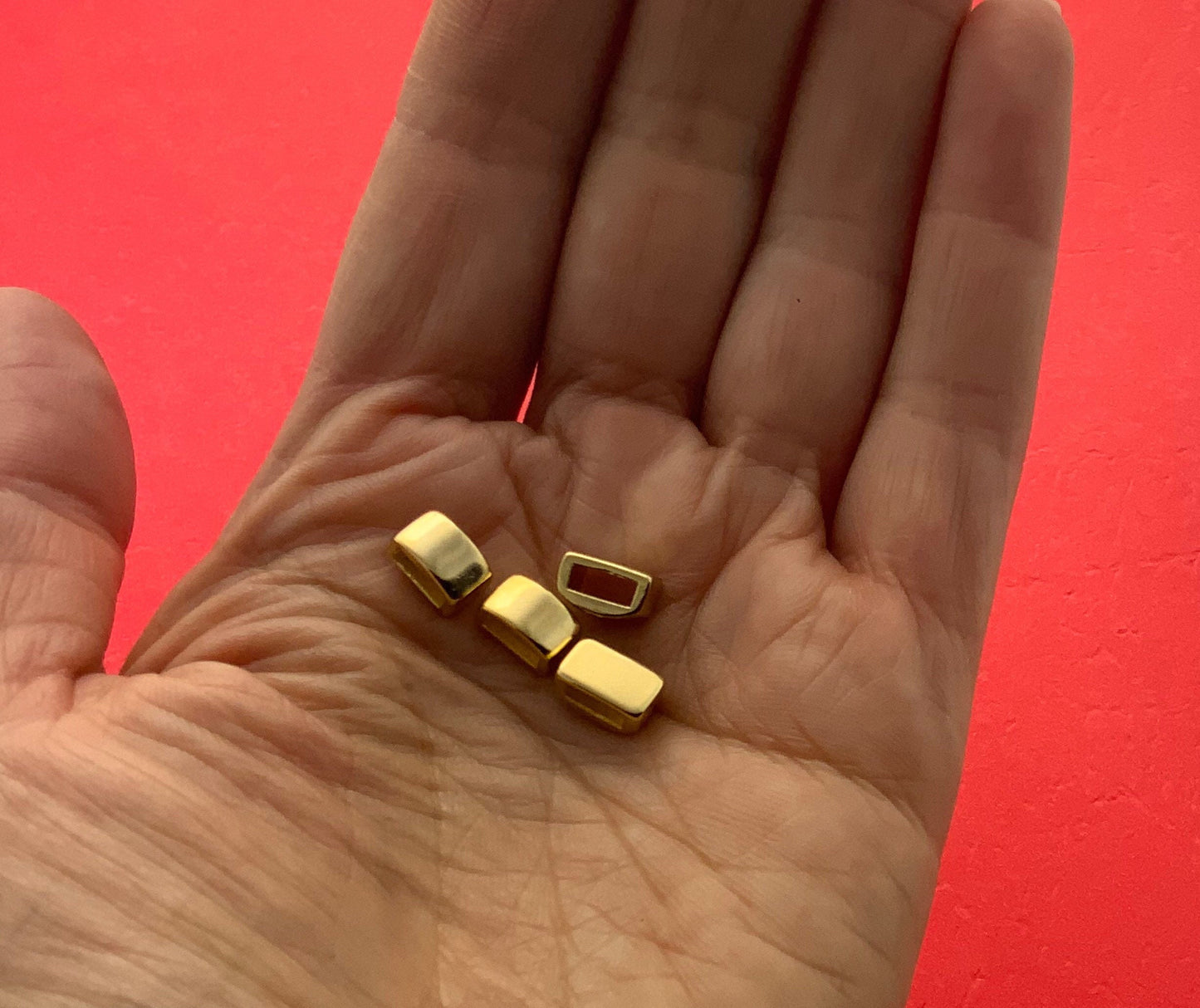 FS0475>>MADE in EUROPE 4 zamak gold slider bars for flat leather cord, zamak slider bars qty4