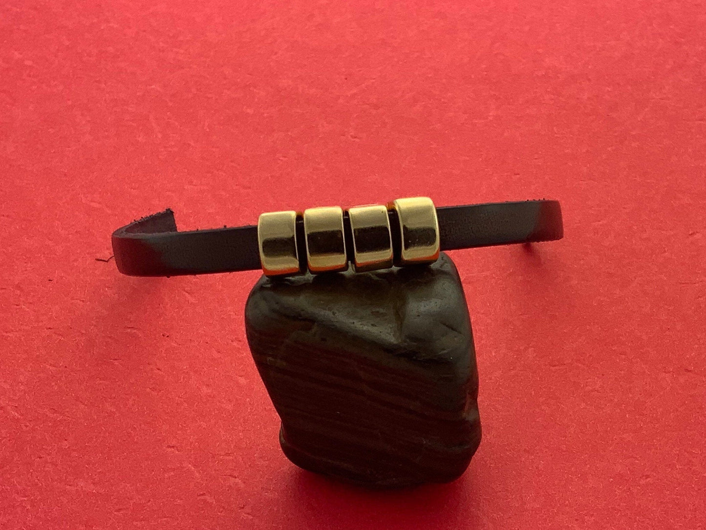 FS0475>>MADE in EUROPE 4 zamak gold slider bars for flat leather cord, zamak slider bars qty4