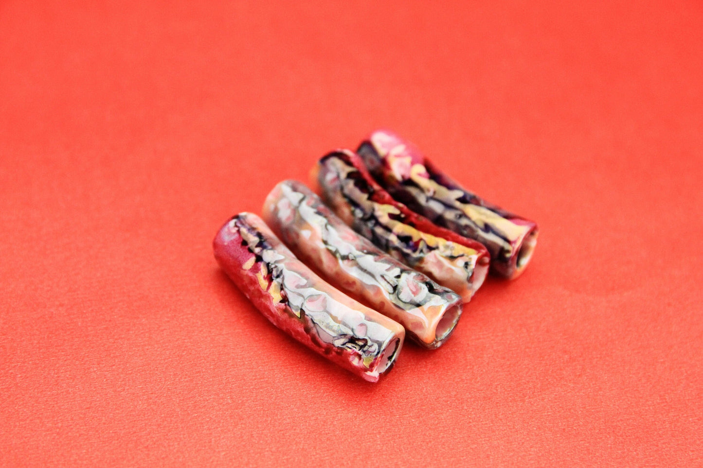 RS0012>> MADE in EUROPE enamel ceramic tube slider, round cord ceramic tube  (NG1320) qty1