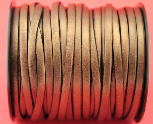 MADE in EUROPE 1 yard of 5mm flat leather cord, 5mm genuine copper color leather cord, flat 5mm real leather cord (Marf5cobbre)