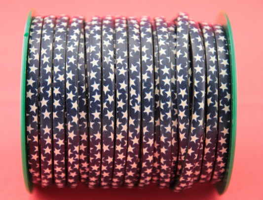 MADE IN EUROPE 5mm flat multi color leather cord, star printed leather cord (Marf5stars)