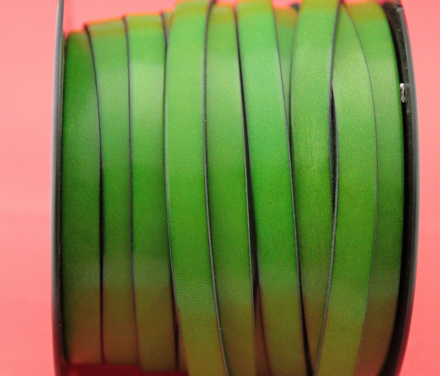 MADE in EUROPE 24" of 10mm flat leather cord, genuine green leather 10mm strip, flat green leather cord (MARF10GRGRASS)