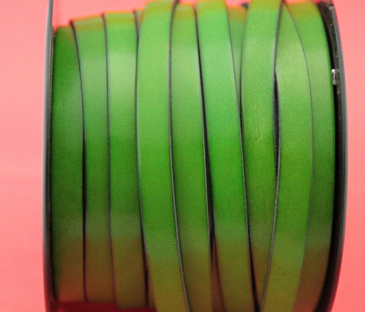 MADE in EUROPE 24" of 10mm flat leather cord, genuine green leather 10mm strip, flat green leather cord (MARF10GRGRASS)