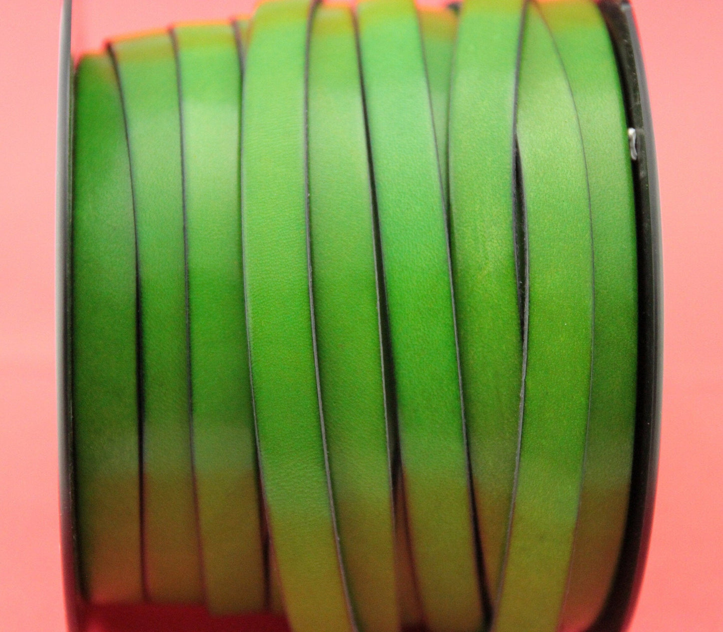 MADE in EUROPE 24" of 10mm flat leather cord, genuine green leather 10mm strip, flat green leather cord (MARF10GRGRASS)