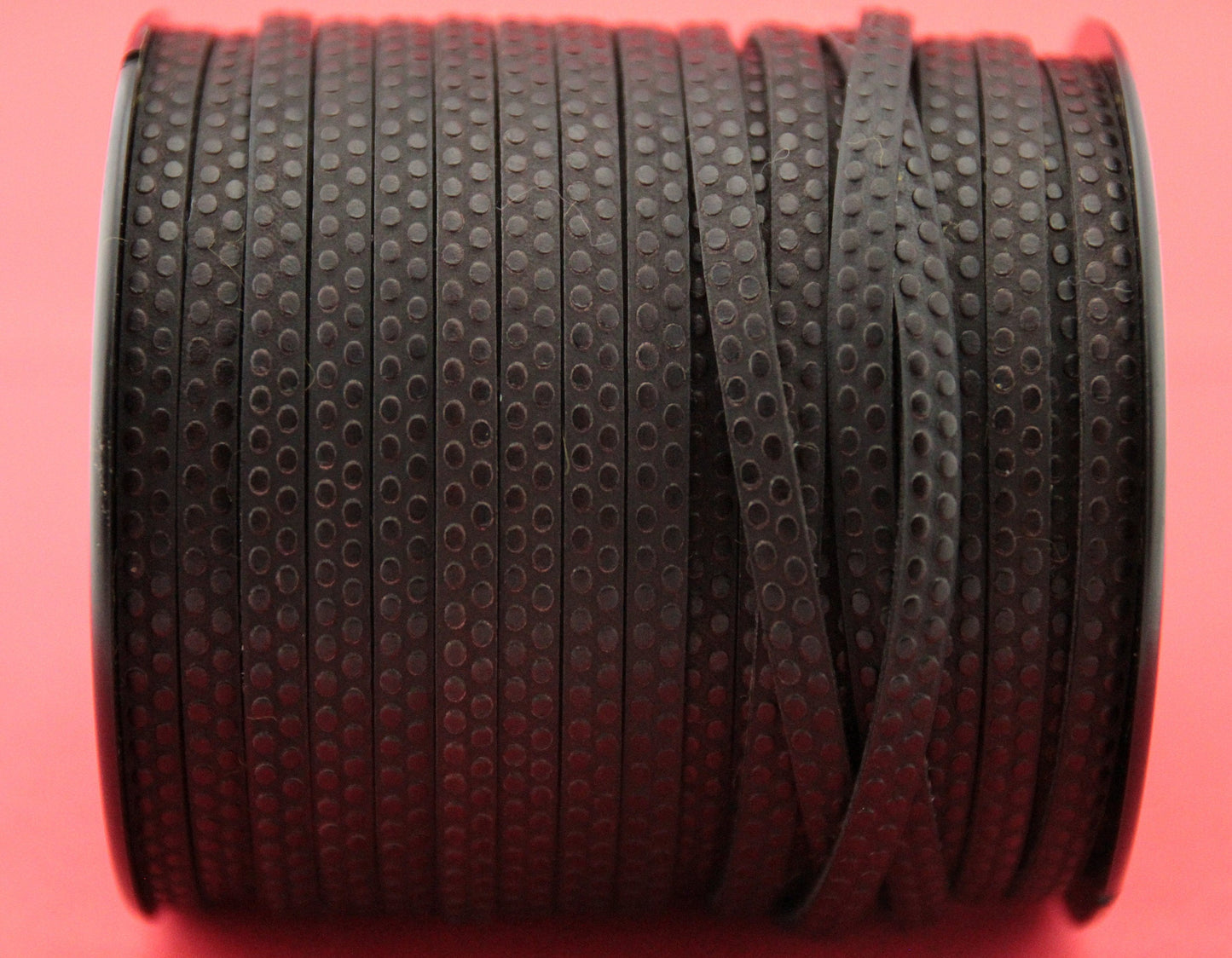 MADE in EUROPE 24" flat leather cord, polka dot embossed 5mm dark brown leather cord, genuine leather cord (Marf5polkadbr)