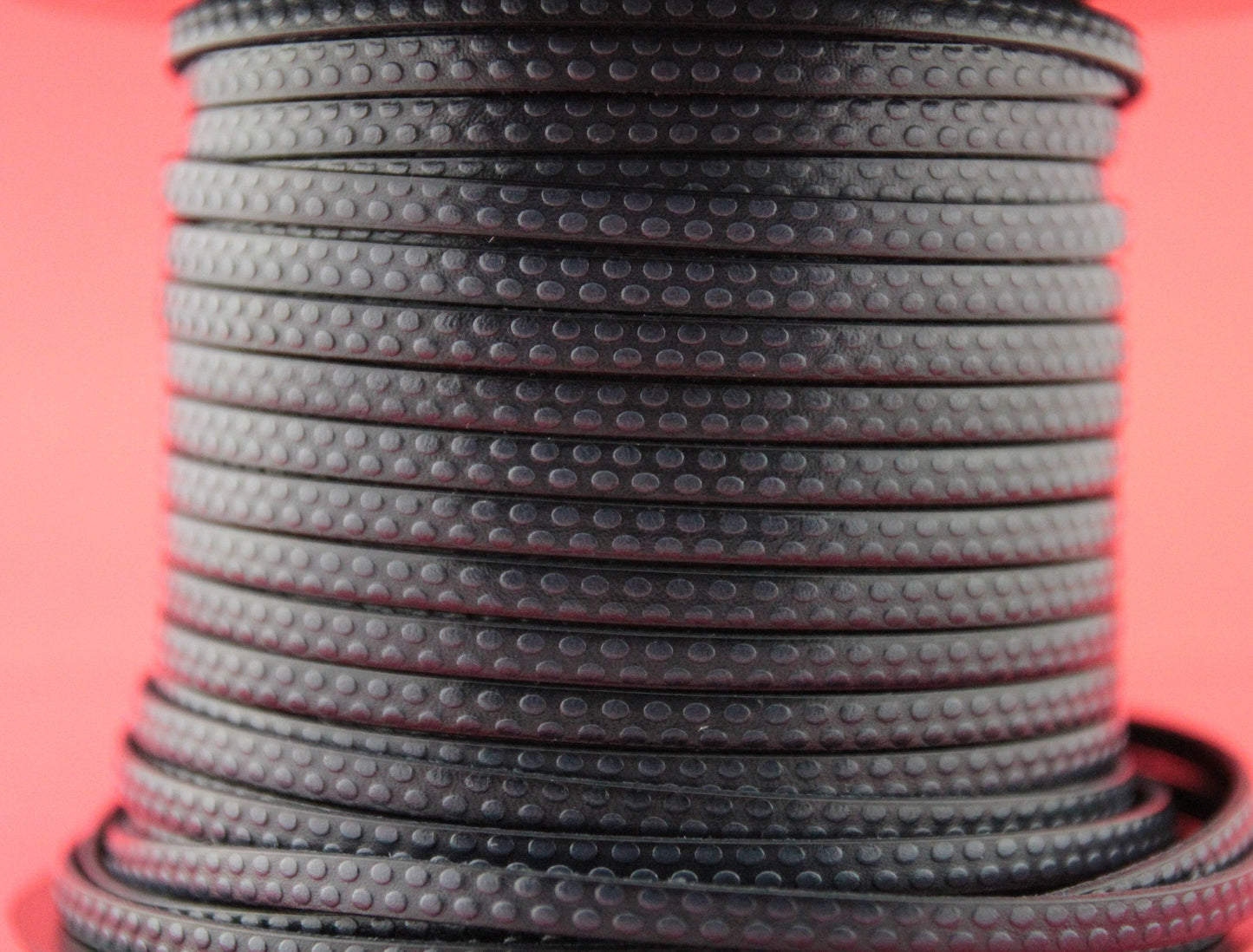MADE in EUROPE 24" flat leather cord, polka dot embossed 5mm grey leather cord, genuine leather cord (Marf5polkazm)