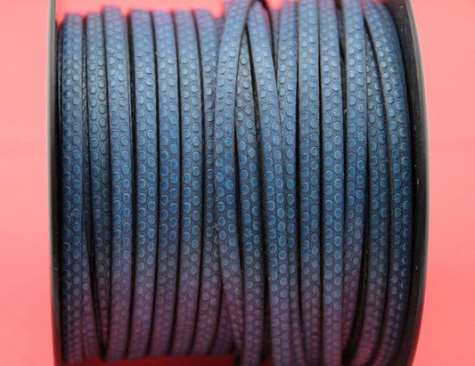 MADE in EUROPE 24" flat leather cord, polka dot embossed 5mm blue leather cord, genuine leather cord (AR110/05/20)