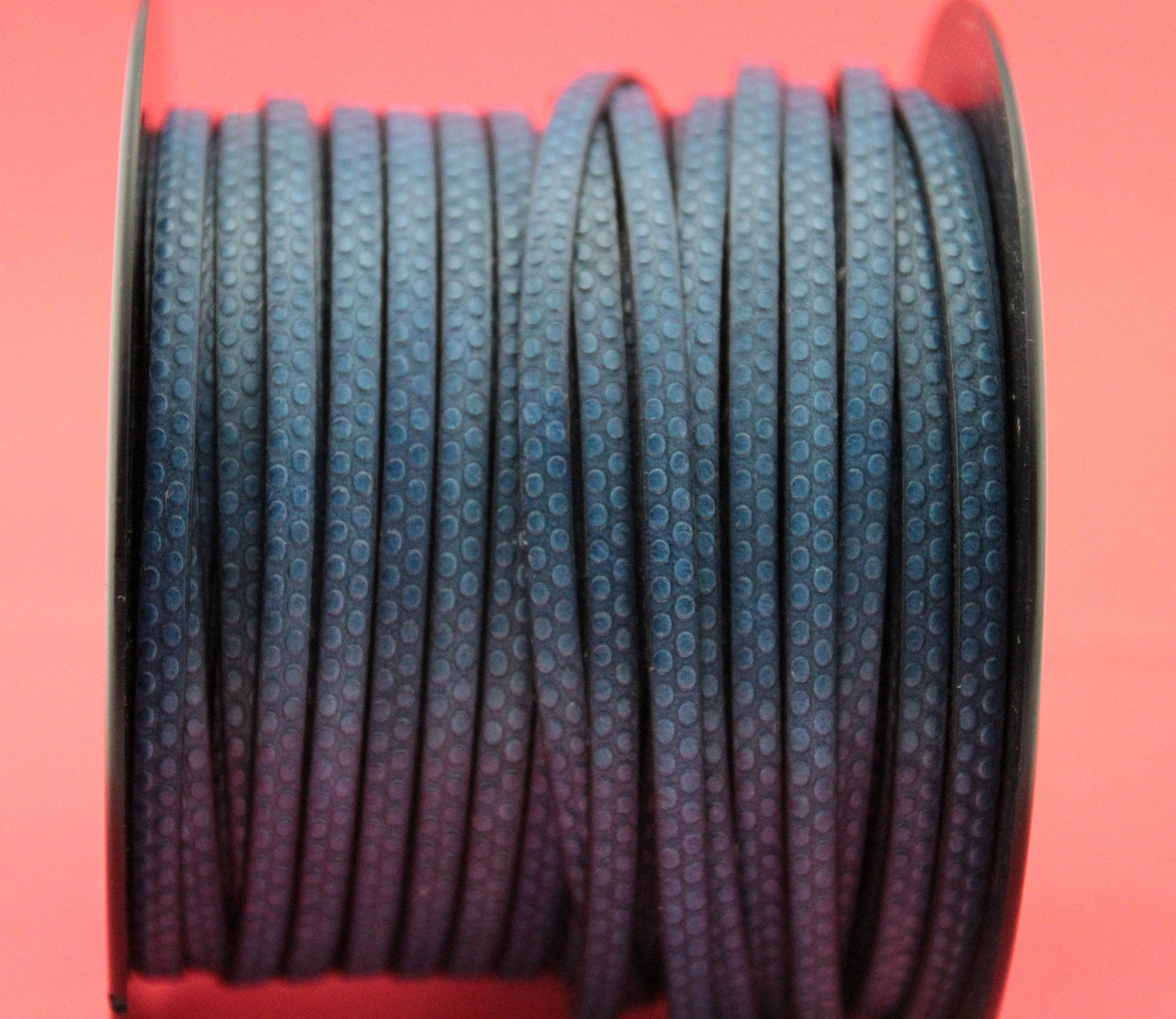 MADE in EUROPE 24" flat leather cord, polka dot embossed 5mm blue leather cord, genuine leather cord (AR110/05/20)