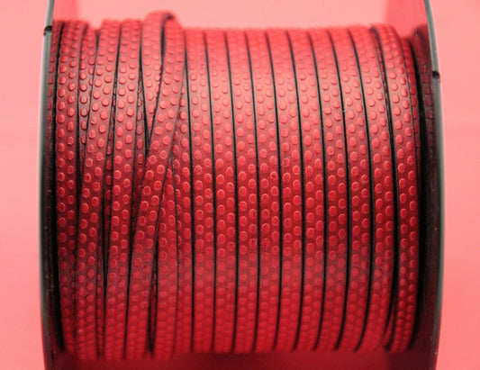 MADE in EUROPE 24" flat leather cord, polka dot embossed 5mm red leather cord, genuine leather cord (Marf5polkared)