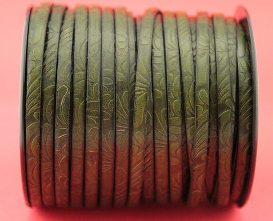 MADE in EUROPE 24'' flat 5mm embossed leather cord, 5mm flat leather cord, 5mm embossed leather cord (AR150/05/11)