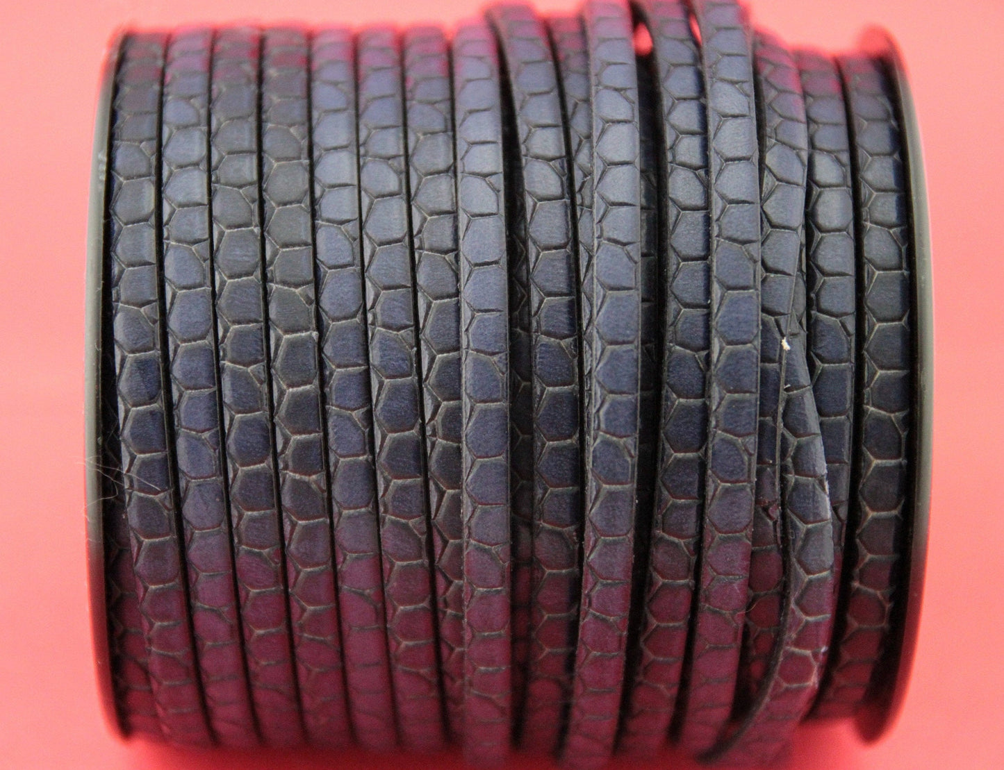MADE in EUROPE 24" flat leather cord, crocodile skin embossed 5mm leather cord, genuine leather cord (Marf5crocazm)