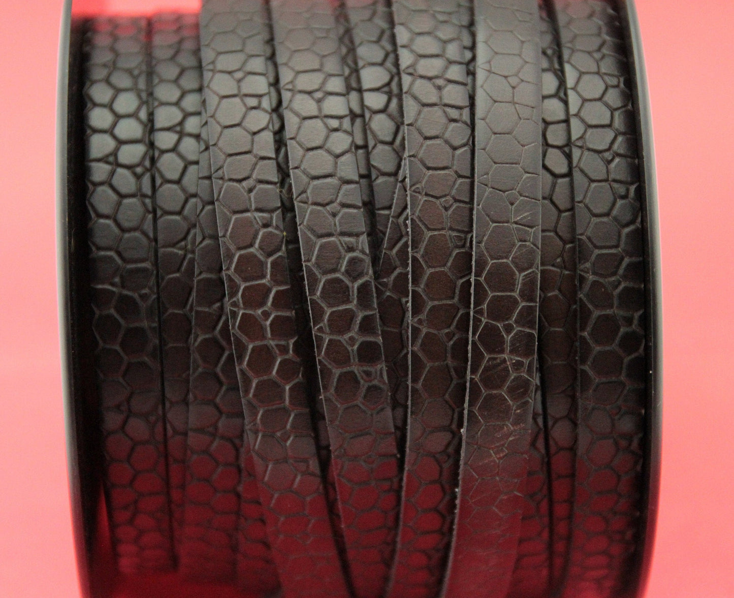 MADE in EUROPE 24" flat leather cord, 10mm leather cord, crocodile skin design embossed leather cord (Marf10crocdbr)