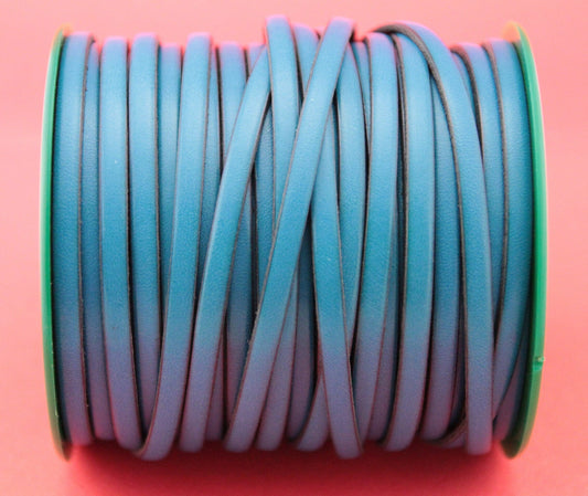 MADE in SPAIN 1 yard of 5mm flat leather cord, leather cord for jewelry, 5x2mm leather cord, flat turquoise 5mm leather cord (MARF5TUR)