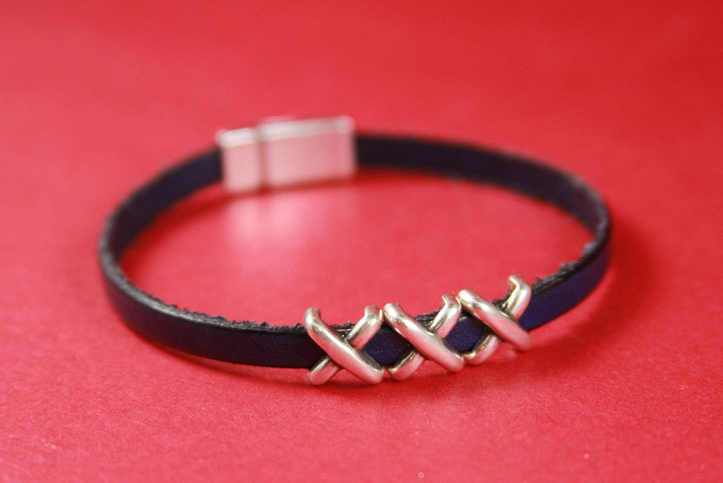 FS0306>>MADE in EUROPE 3 zamak  X sliders, flat cord slider, X slider, 5mm cord slider, 5mm flat cord slider (10676/04) Qty3