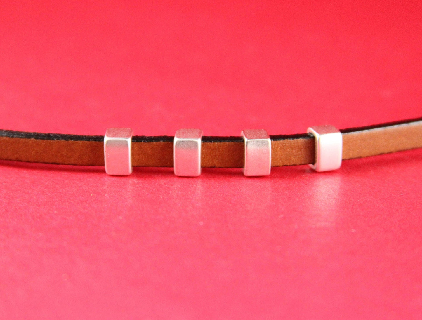 FS0115>>MADE in EUROPE 4 zamak sliders for 5mm cord, flat cord slider, zamak bar slider qty4