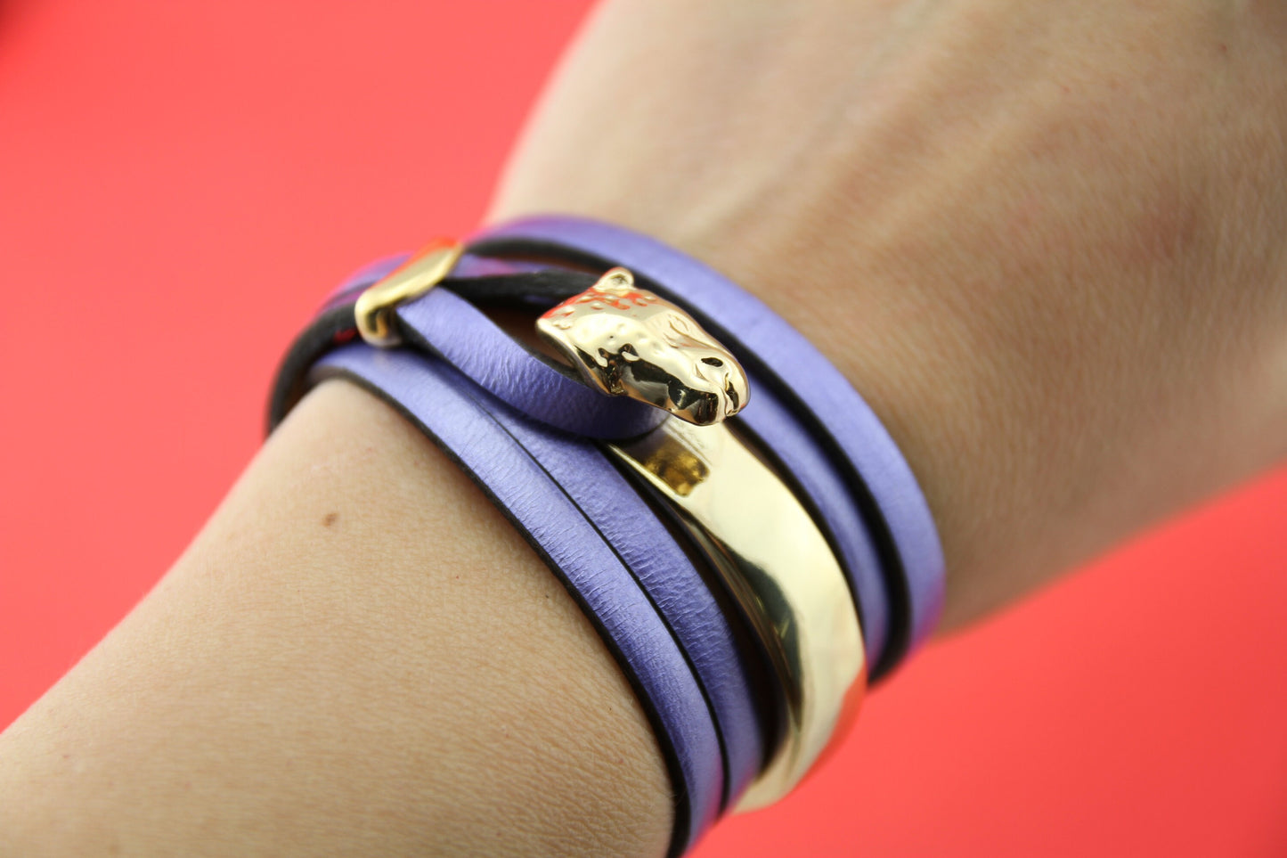 B0093>>MADE IN EUROPE  zamak leopard half bracelet with strand separator, bracelet half bracelet (ablz240) qty 1set