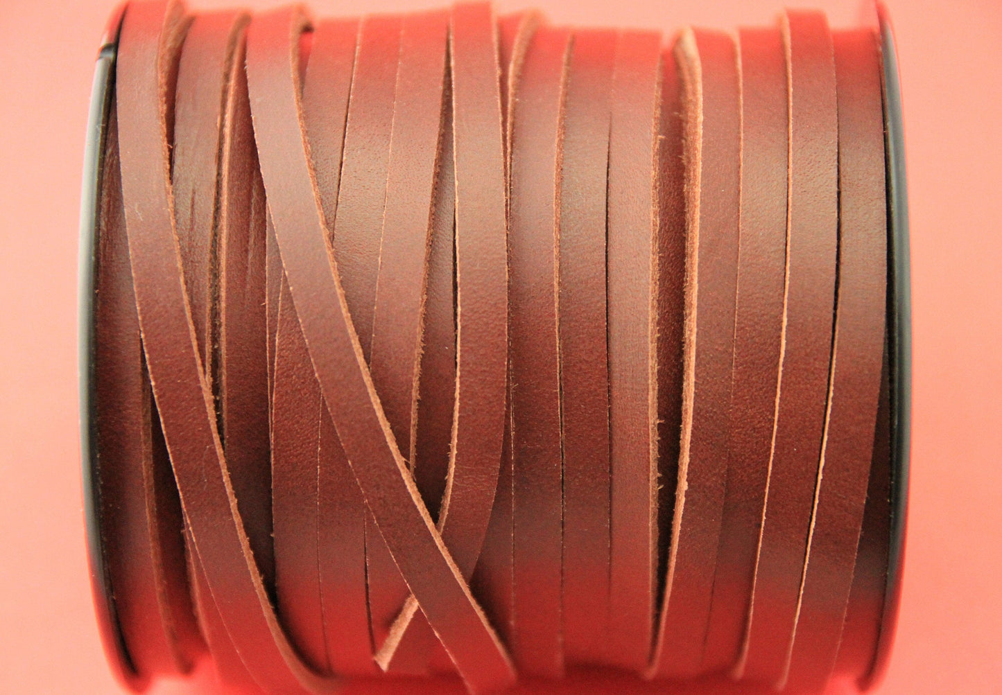 MADE in EUROPE 1 yard of 5mm brown flat leather cord, 5mm genuine leather cord, flat 5mm real leather cord (MARF5COGNCORT)