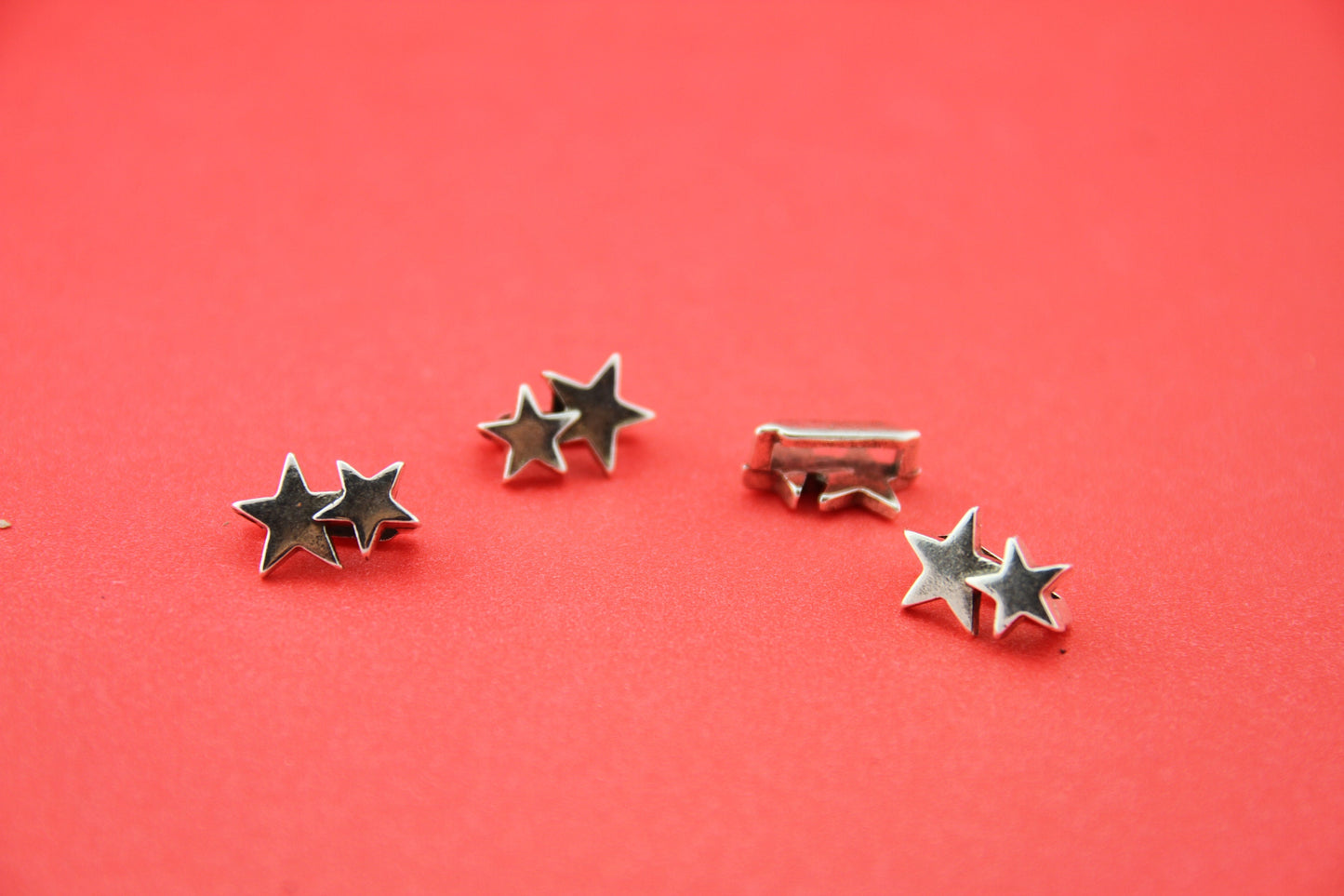FS0479>> MADE in EUROPE 4 star sliders, zamak star sliders, 10mm cord star sliders (ablz237) Qty4