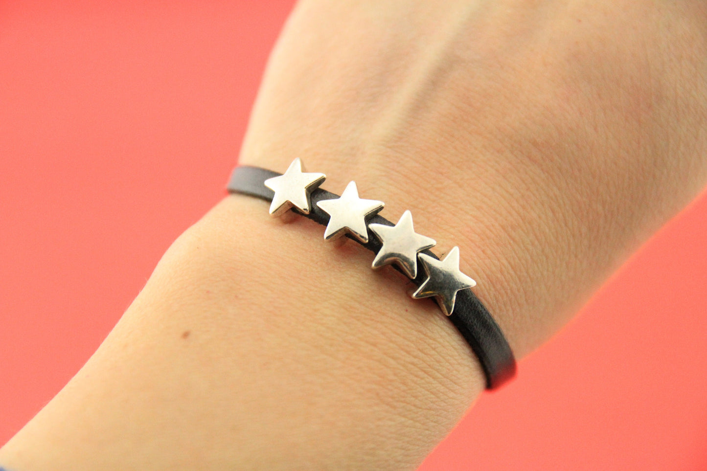 FS0480>> MADE in EU zamak star sliders, 4 sliders for 5mm flat leather cord, 5mm cord star sliders (ablz238) Qty4