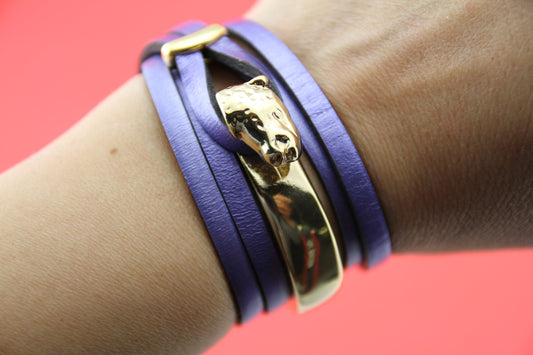 B0093>>MADE IN EUROPE  zamak leopard half bracelet with strand separator, bracelet half bracelet (ablz240) qty 1set