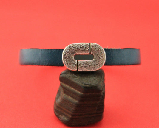 FC0355>>MADE in EUROPE zamak 10mm flat clasp, oval engraved clasp, 10mm flat cord clasp, (13274-0377) Qty1