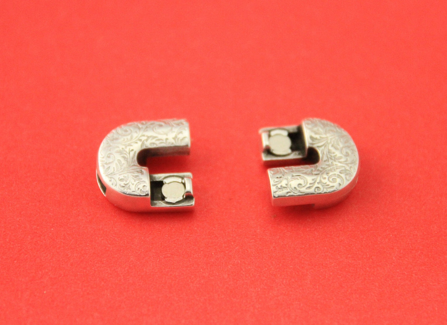 FC0355>>MADE in EUROPE zamak 10mm flat clasp, oval engraved clasp, 10mm flat cord clasp, (13274-0377) Qty1