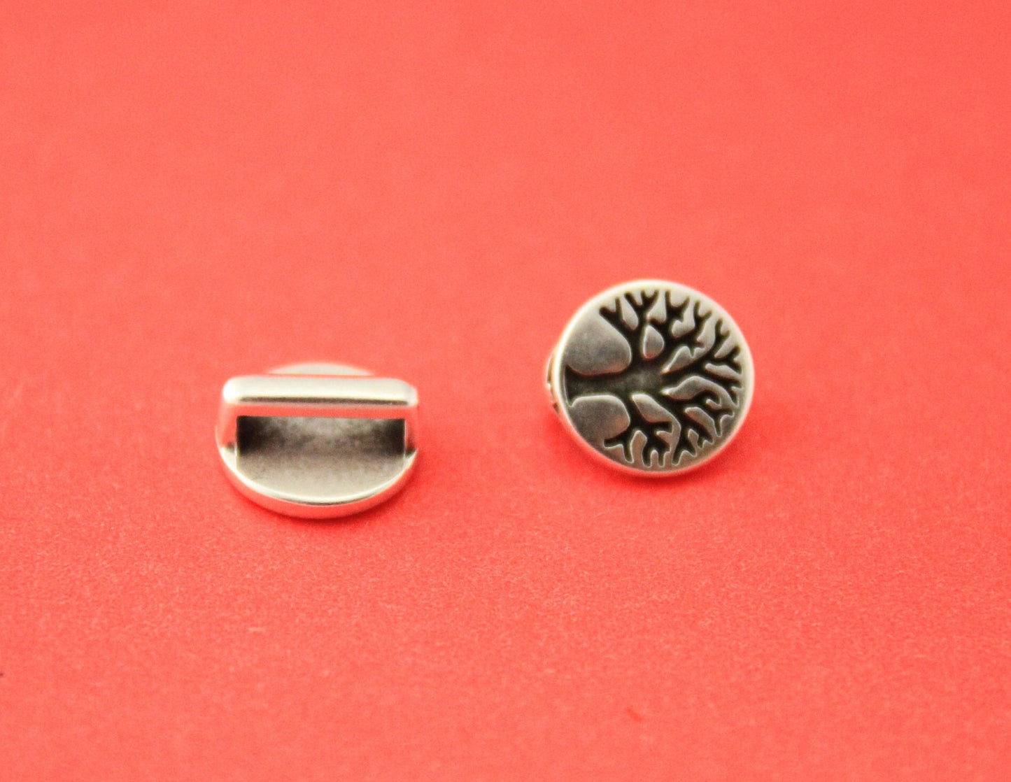 FS0499>>MADE IN EUROPE 2 zamak life tree sliders, flat cord zamak slider,10mm flat cord life tree slider Qty2