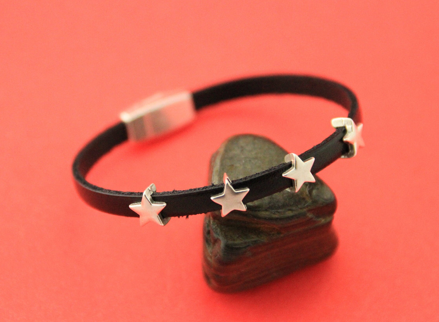 FS0506>> MADE in EU zamak star crimp-sliders, 4 sliders for 5mm flat leather cord, 5mm cord star sliders  Qty4