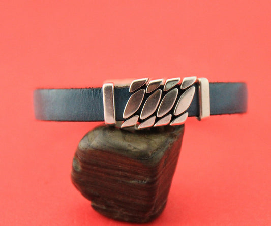 FS0509>>MADE IN EUROPE 2 zamak slider bars, flat cord slider, 10mm flat cord sliders, silver bar sliders Qty2