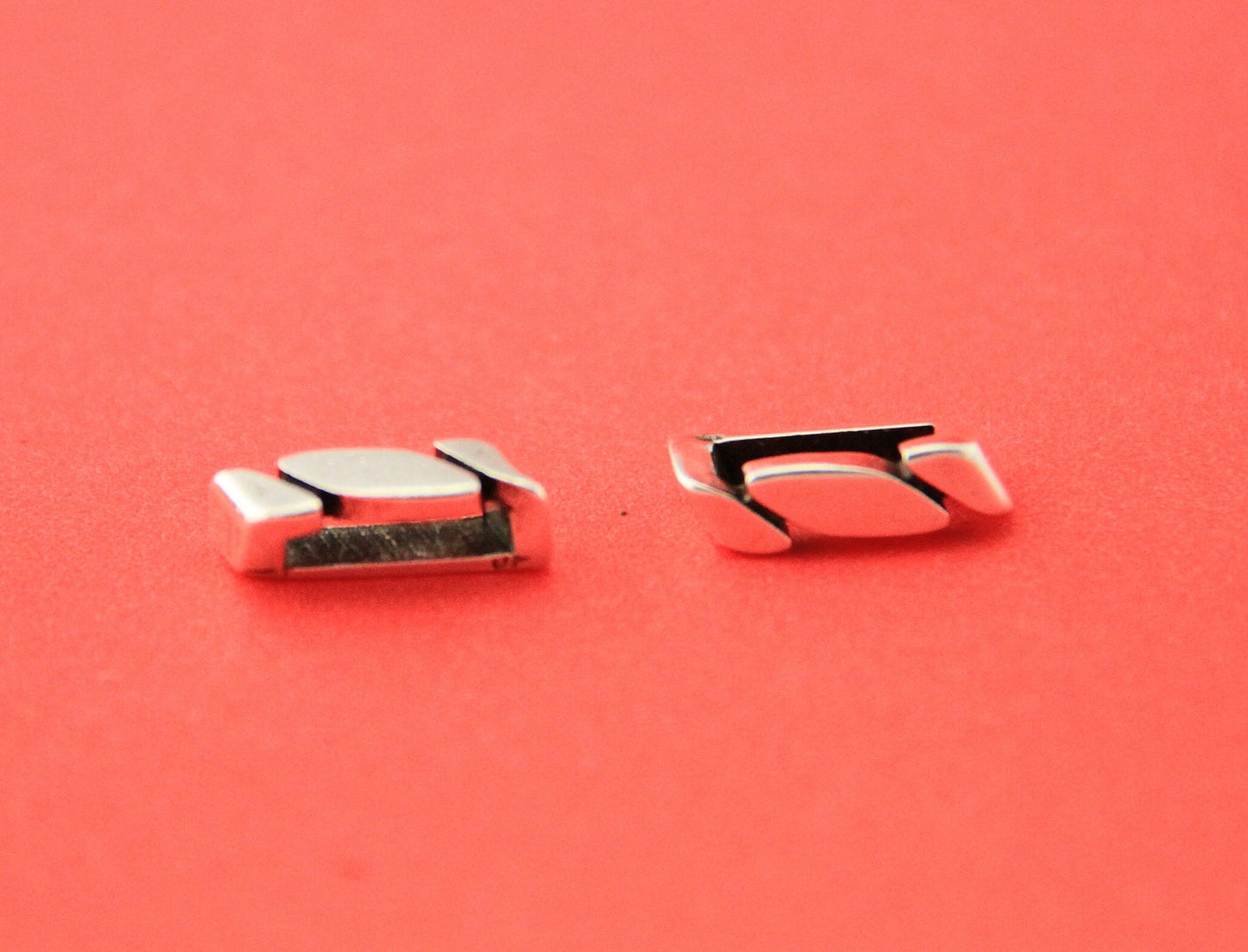 FS0509>>MADE IN EUROPE 2 zamak slider bars, flat cord slider, 10mm flat cord sliders, silver bar sliders Qty2