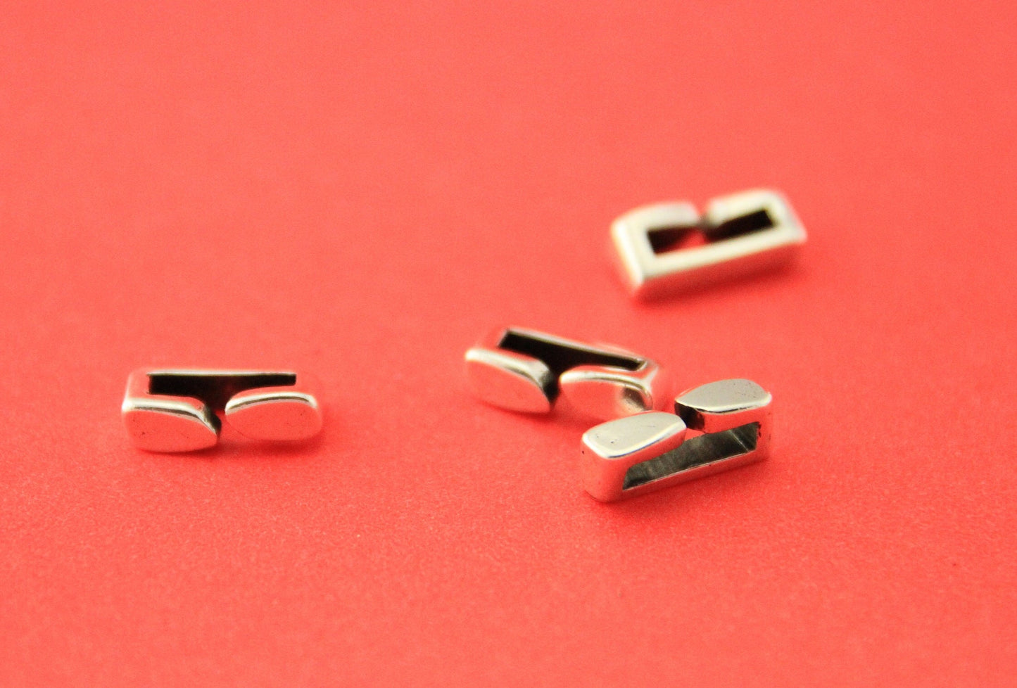 FS0508>>MADE IN EUROPE 4 zamak slider bars, flat cord slider, 10mm flat cord sliders, silver bar sliders Qty4
