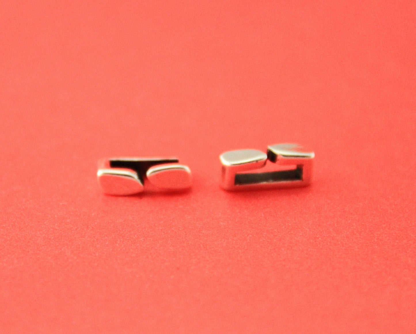 FS0508>>MADE IN EUROPE 4 zamak slider bars, flat cord slider, 10mm flat cord sliders, silver bar sliders Qty4