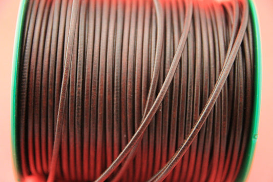 MADE IN EUROPE 6 feet 2mm leather cord, 2mm dark brown leather cord, 2mm round brown leather cord, (MARR2BRNAT)